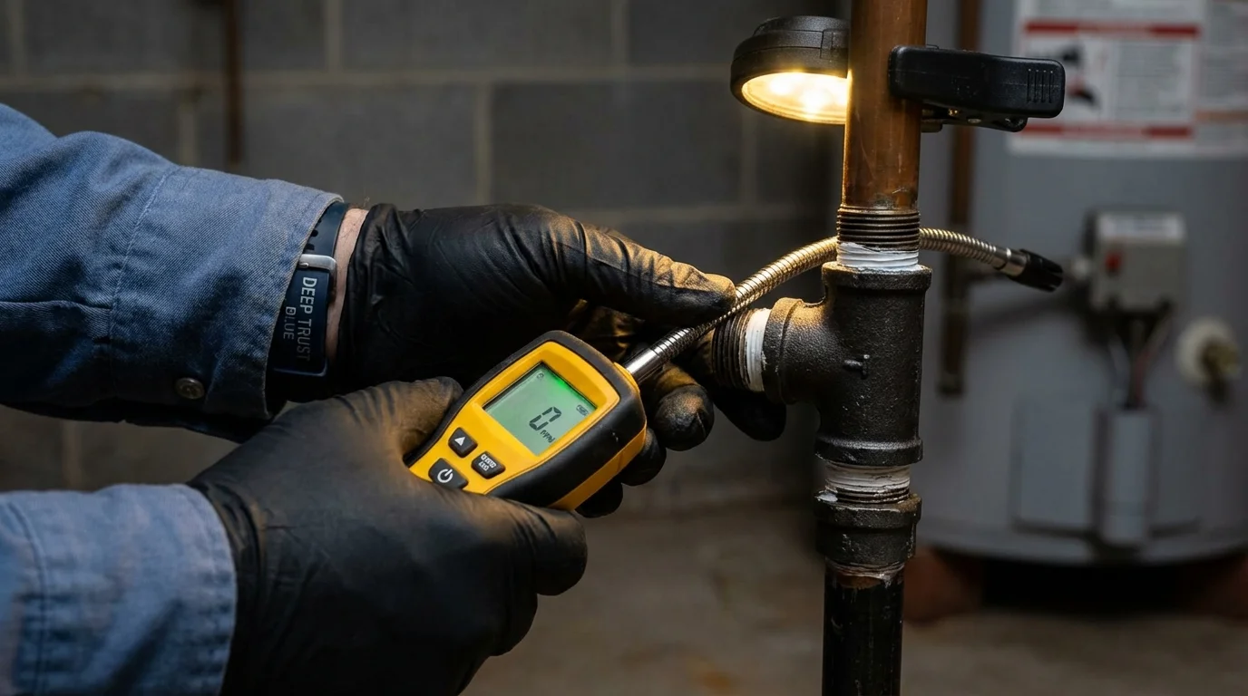 Gas leak detection with electronic sniffer by Johns Plumbing LLC in Saint Joseph